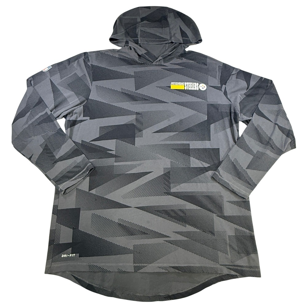 Nike Mens Pittsburgh Steelers Hoodie Dri-FIT Geometric XL Grey Cotton Blend NFL
